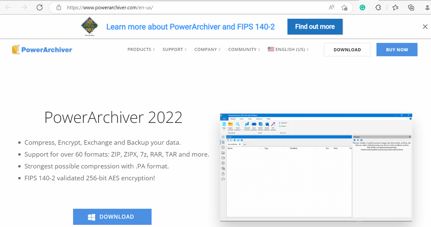 Power-Archiver-Webseite. So laden Sie WinZip kostenlos herunter