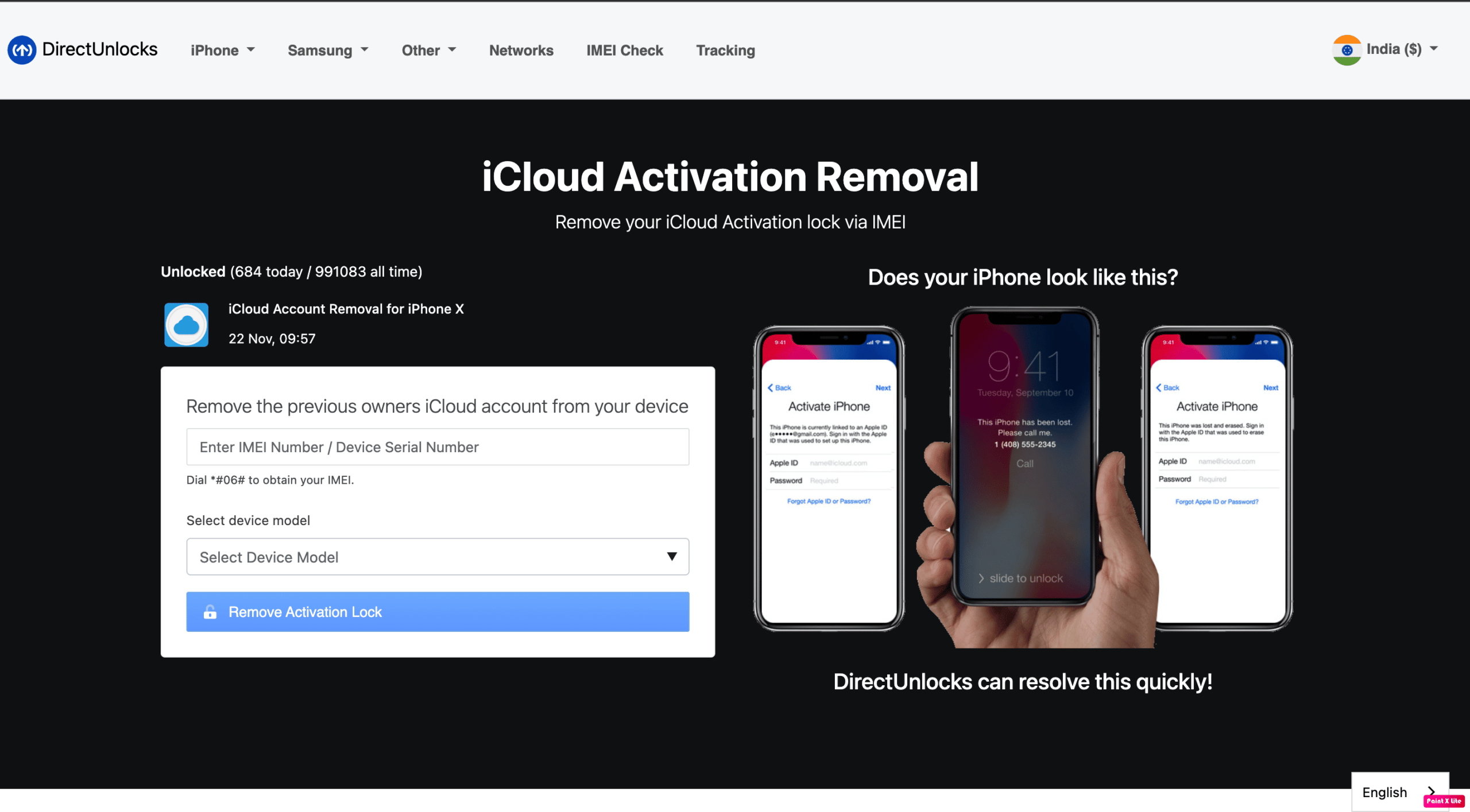 Directunlocks-Homepage. Top 15 der besten iCloud Unlock Bypass-Tools