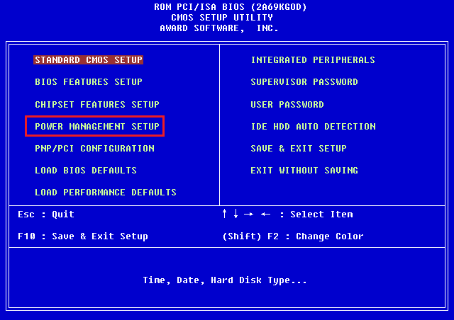 电源管理设置 bios 设置