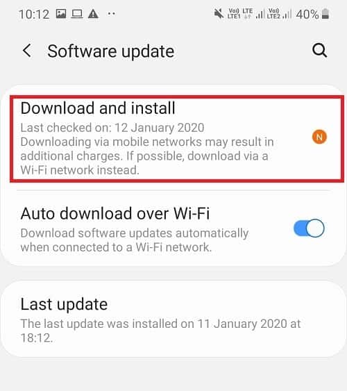 アップデートのダウンロードとインストールオプションをタップします。 Google Play ストア エラー 963 を修正