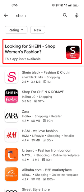 Shein 在印度被禁止