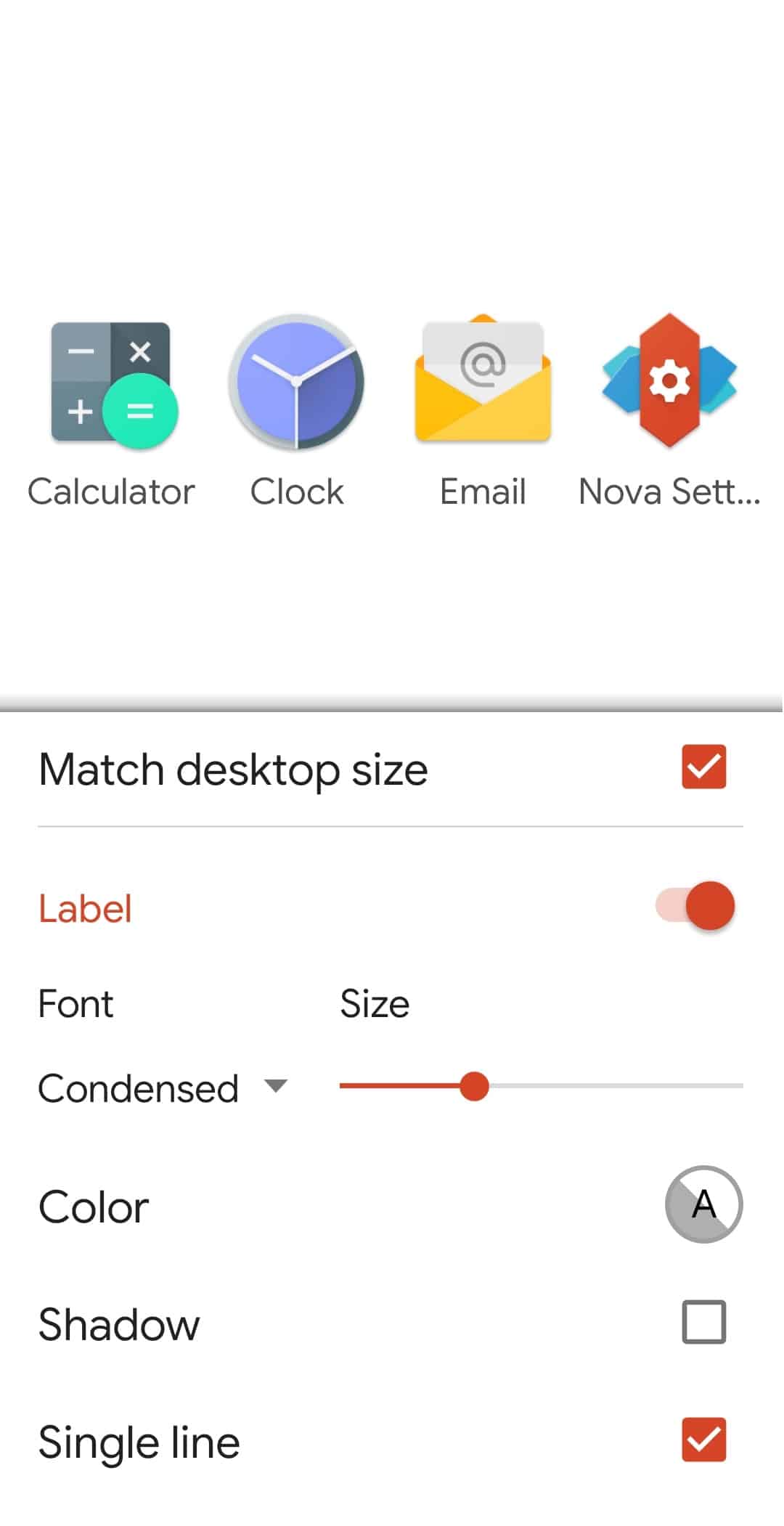 cambia il carattere nel layout dell'icona delle impostazioni di nova launcher