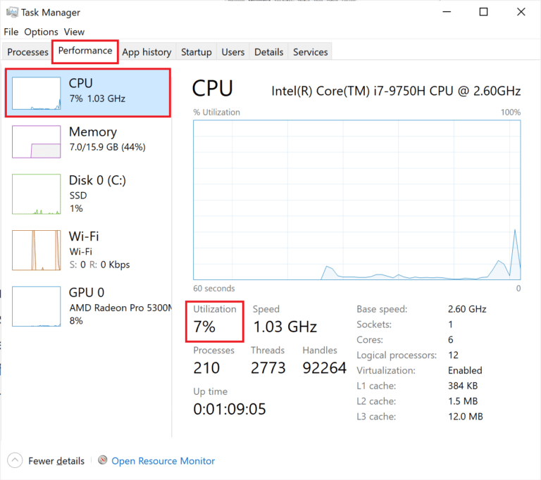 检查 CPU 使用率