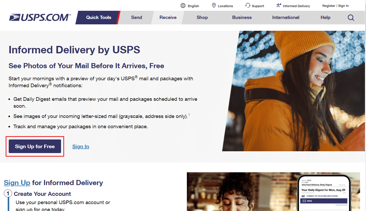 点击免费注册 |在 USPS.com 上重置密码或更改用户名