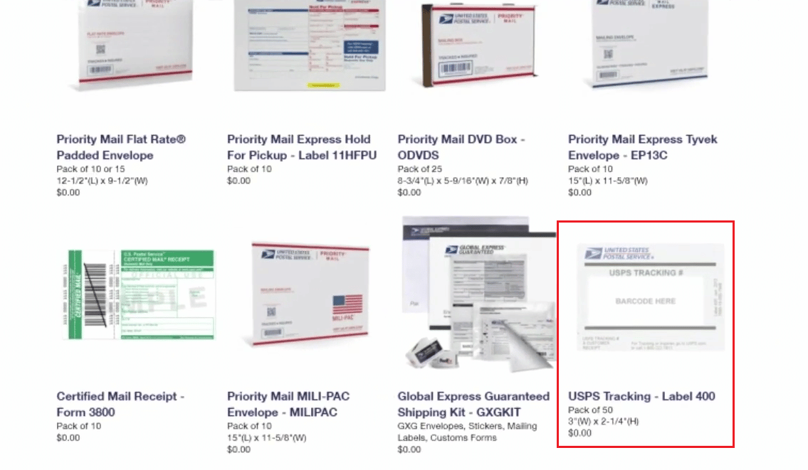 选择所需的标签 |如何重新激活 USPS.com 帐户