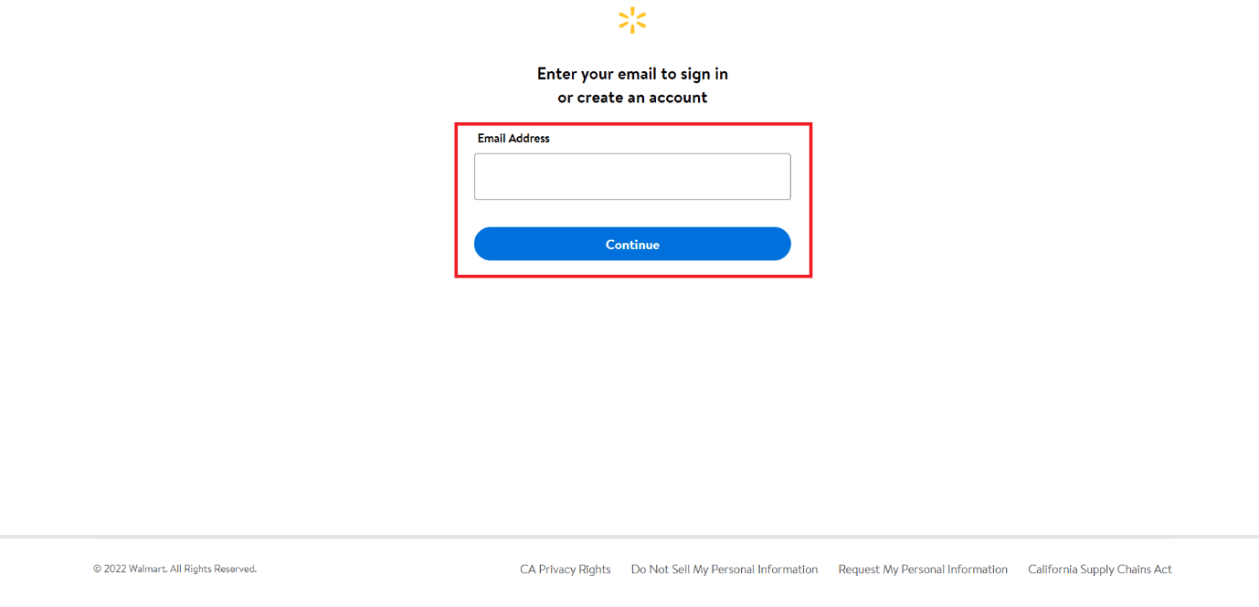 Devi inserire il tuo indirizzo email e fare clic su Continua | Come annullare l'abbonamento a Walmart Plus