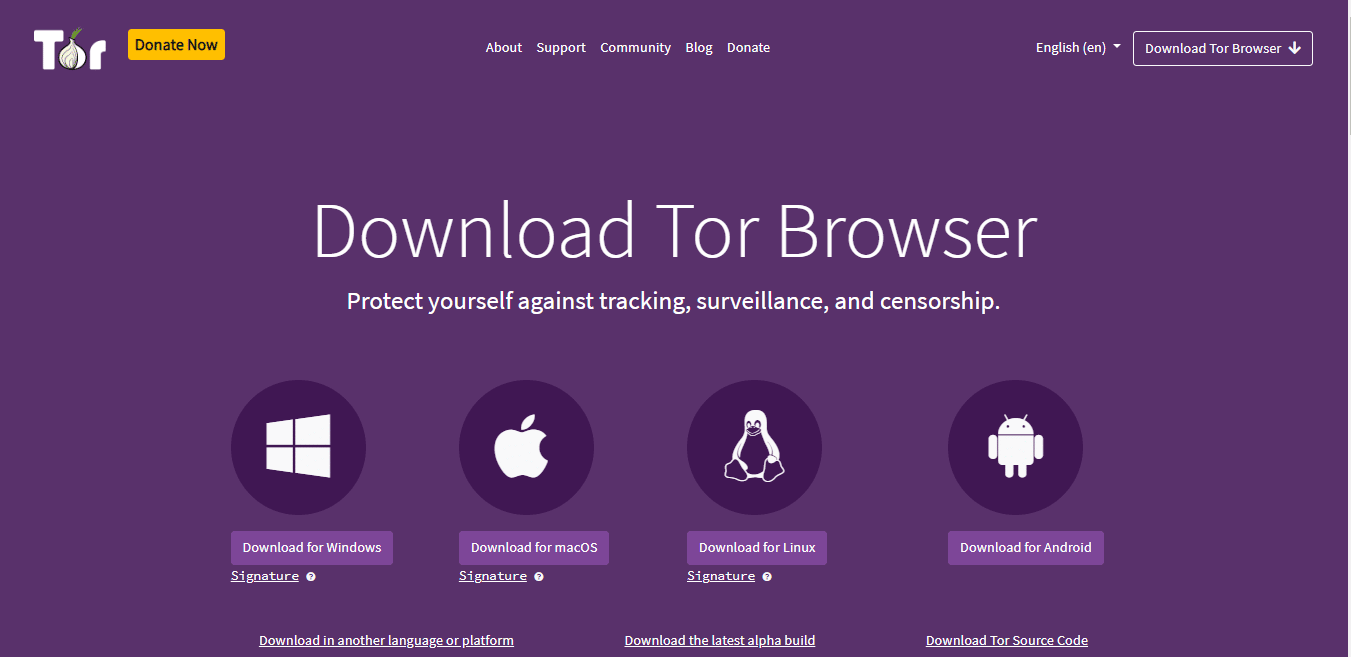 Sito ufficiale del browser Tor