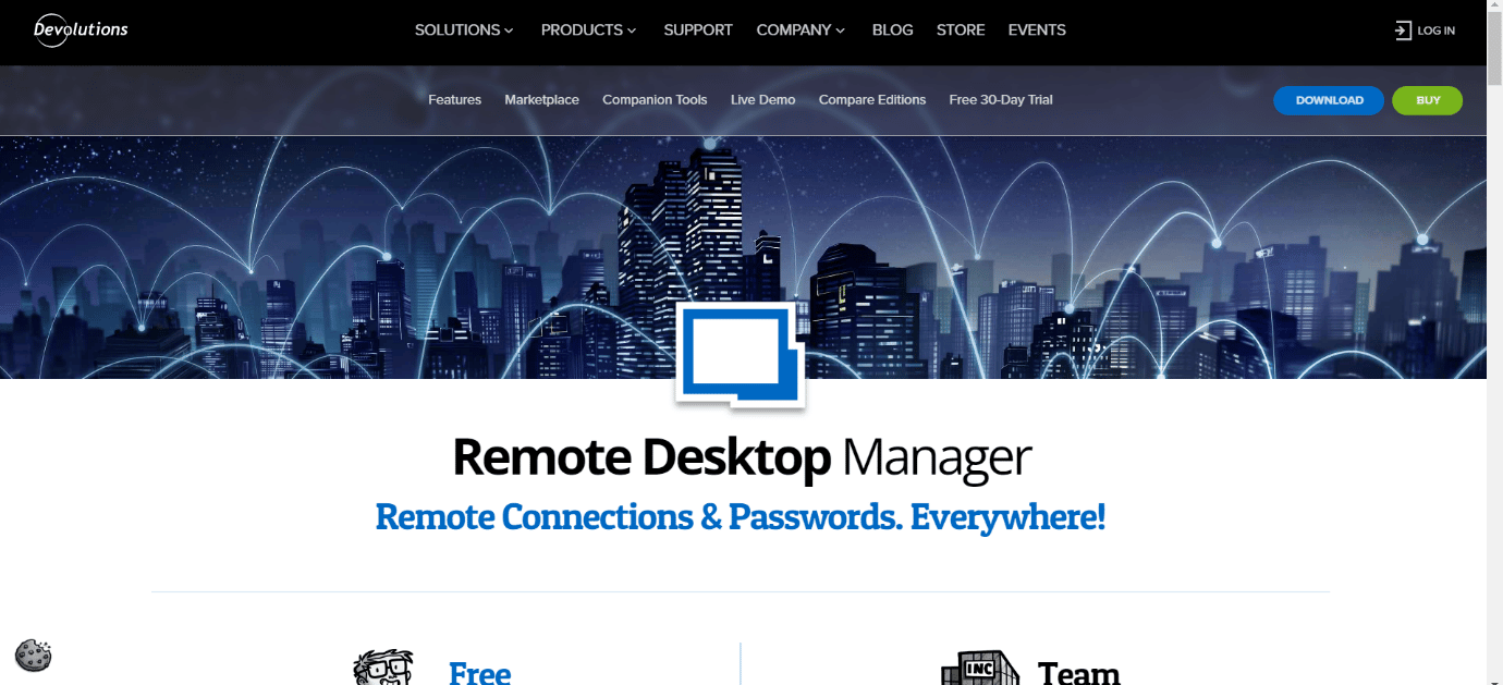 Homepage des Remote Desktop Managers