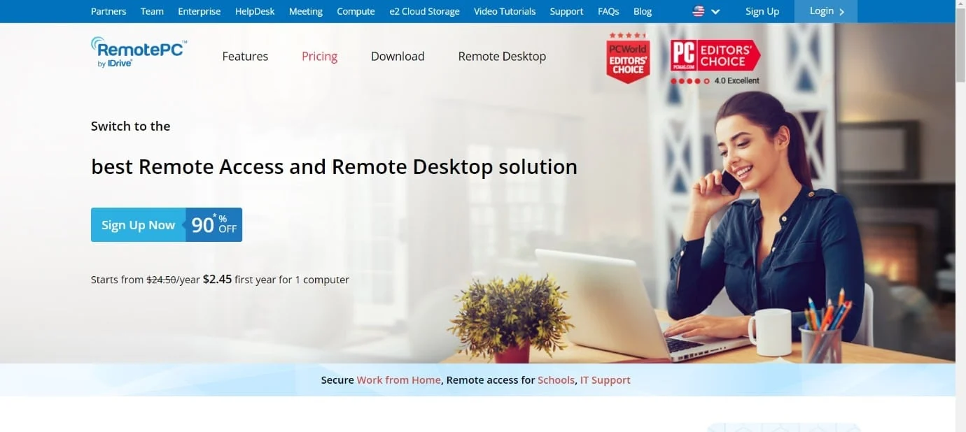 Homepage von remotePC