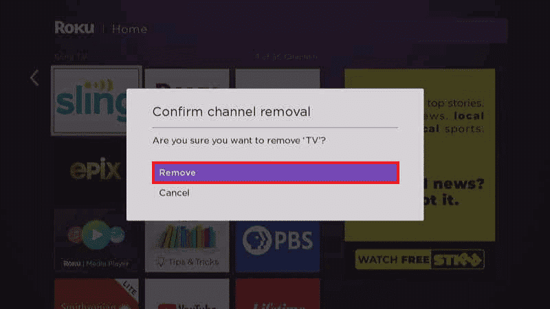 Sélectionnez Supprimer. Correction des applications ne fonctionnant pas sur Roku TV