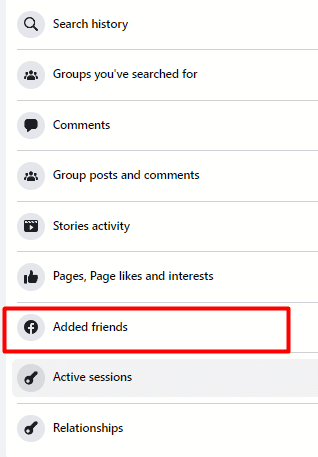 faceți clic pe opțiunea Prieteni adăugați pentru a vedea cui i-ați trimis cereri de prietenie