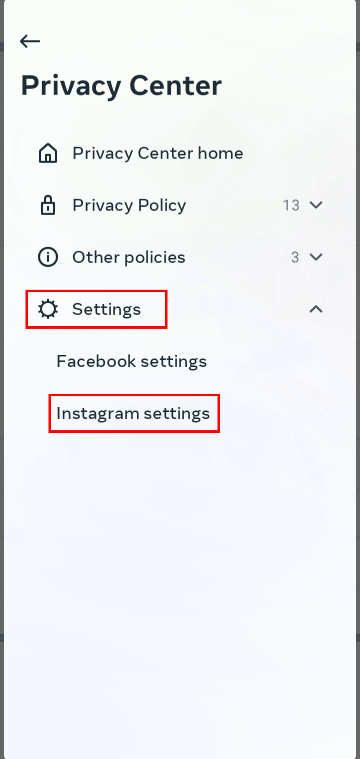 Toque em Configurações - configurações do Instagram