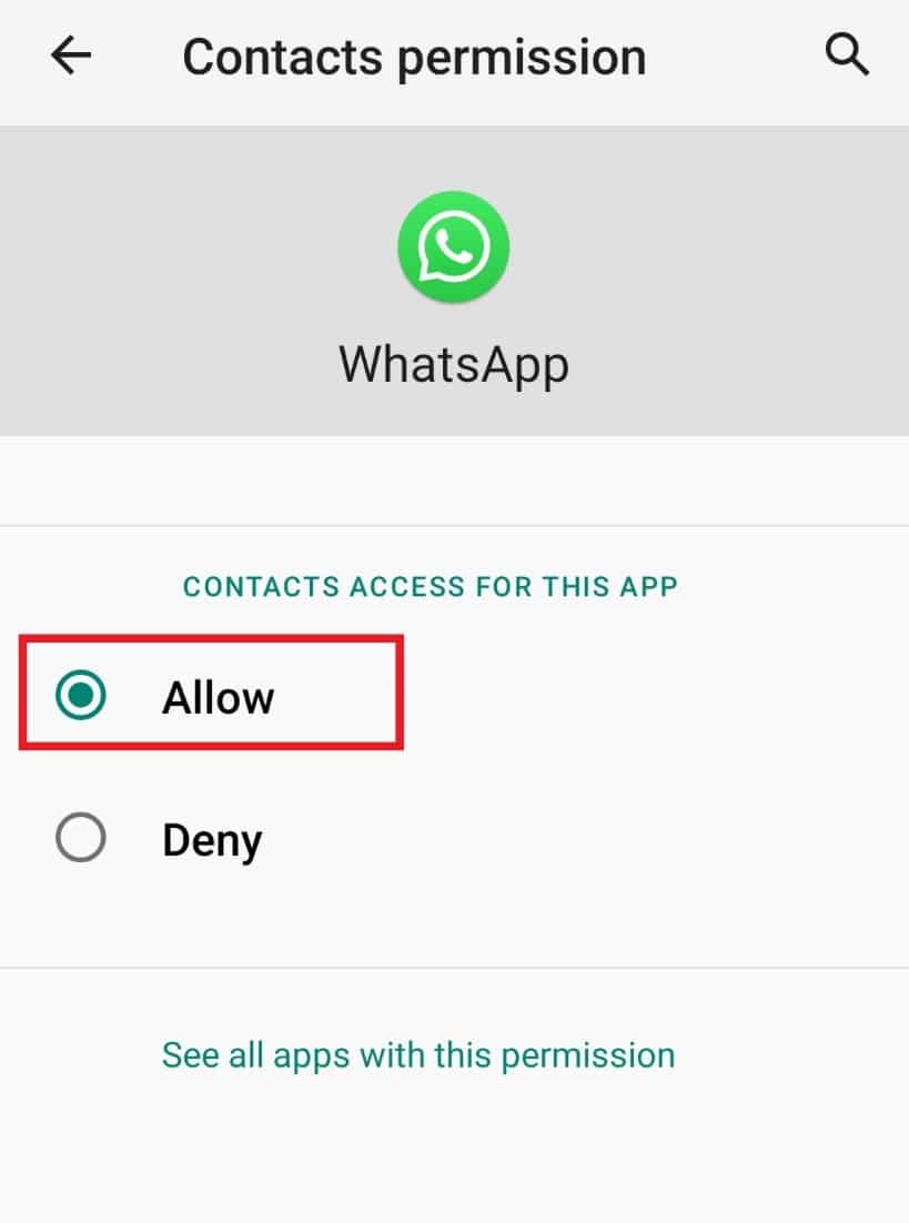 Wybierz Zezwalaj. 7 sposobów na naprawienie braku synchronizacji kontaktów WhatsApp na Androidzie