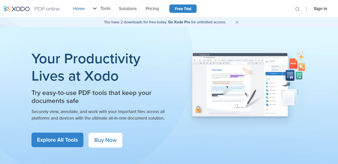 Situs web resmi editor XODO PDF