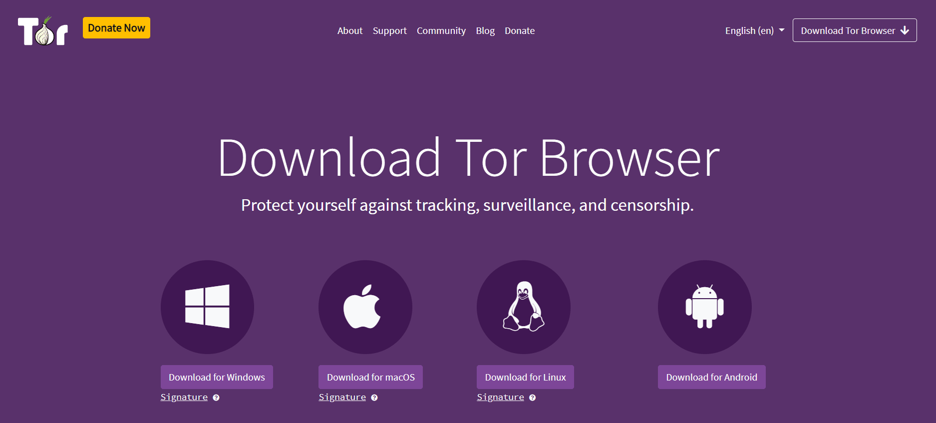 Pagina di download del browser TOR