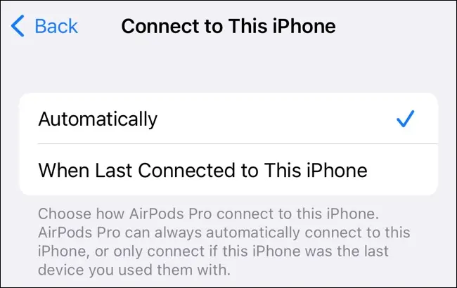 Habilite "Conectar automáticamente" para AirPods en iPhone