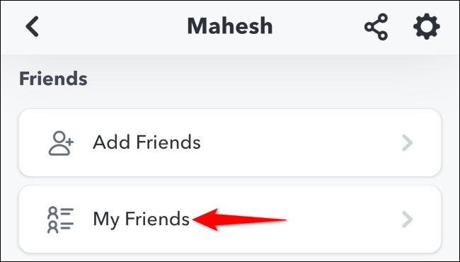 Wählen Sie „Meine Freunde“.