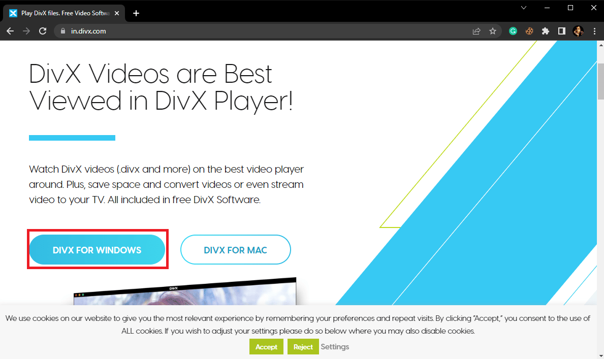 单击 DIVX FOR WINDOWS 按钮。为 Windows 10 下载的 25 个最佳 MKV 播放器