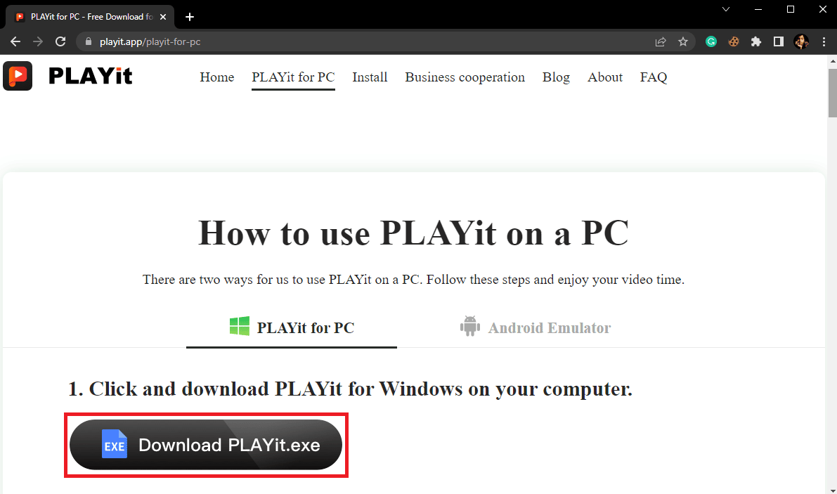 PLAYitt.exe'yi İndir düğmesine tıklayın. Windows 10 için İndirilecek En İyi 25 MKV Oynatıcı