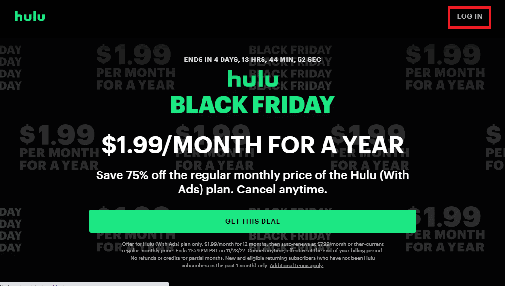 Abra el sitio web de Hulu e inicie sesión en su cuenta | Cómo obtener una cuenta gratuita de Hulu