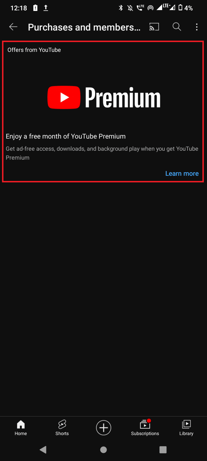 offres premium youtube