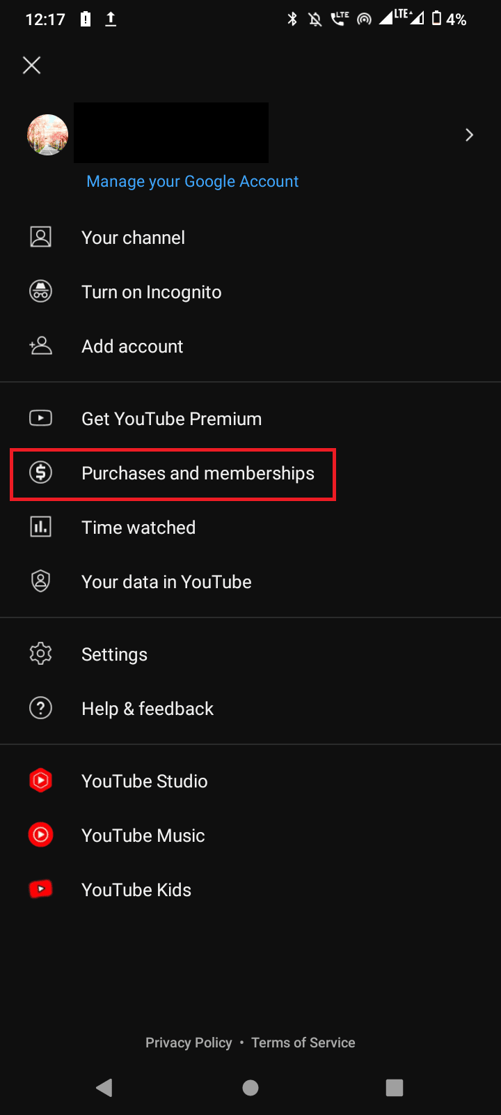 اضغط على المشتريات والعضويات. كيفية الحصول على YouTube Music Premium مجانًا