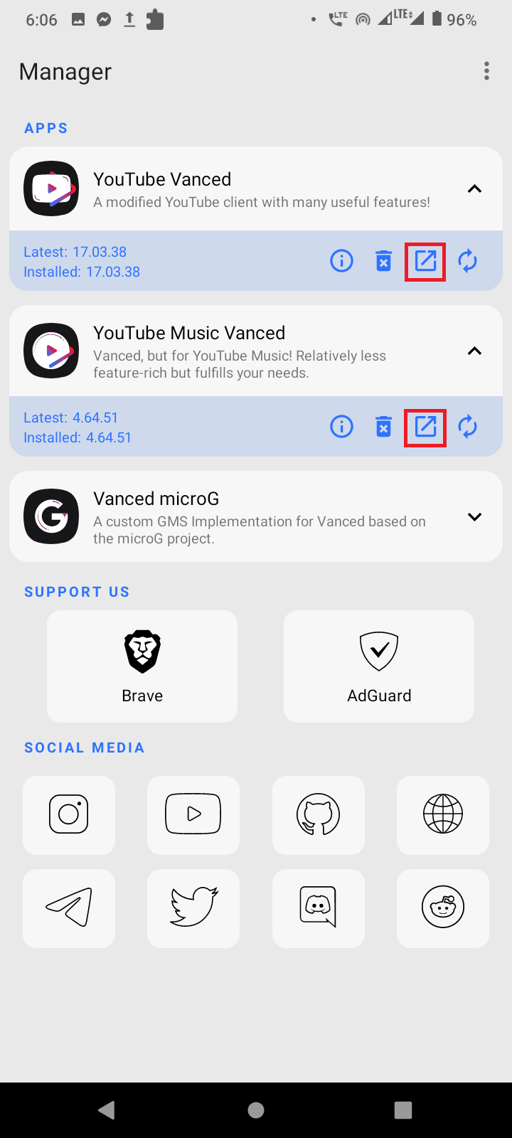 Tippen Sie auf das Pfeilsymbol, um YouTube Vanced zu starten. So erhalten Sie YouTube Music Premium kostenlos