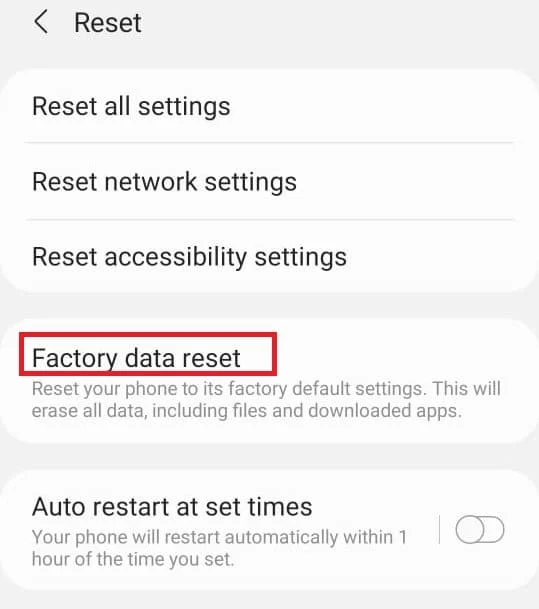 Ketuk reset pabrik