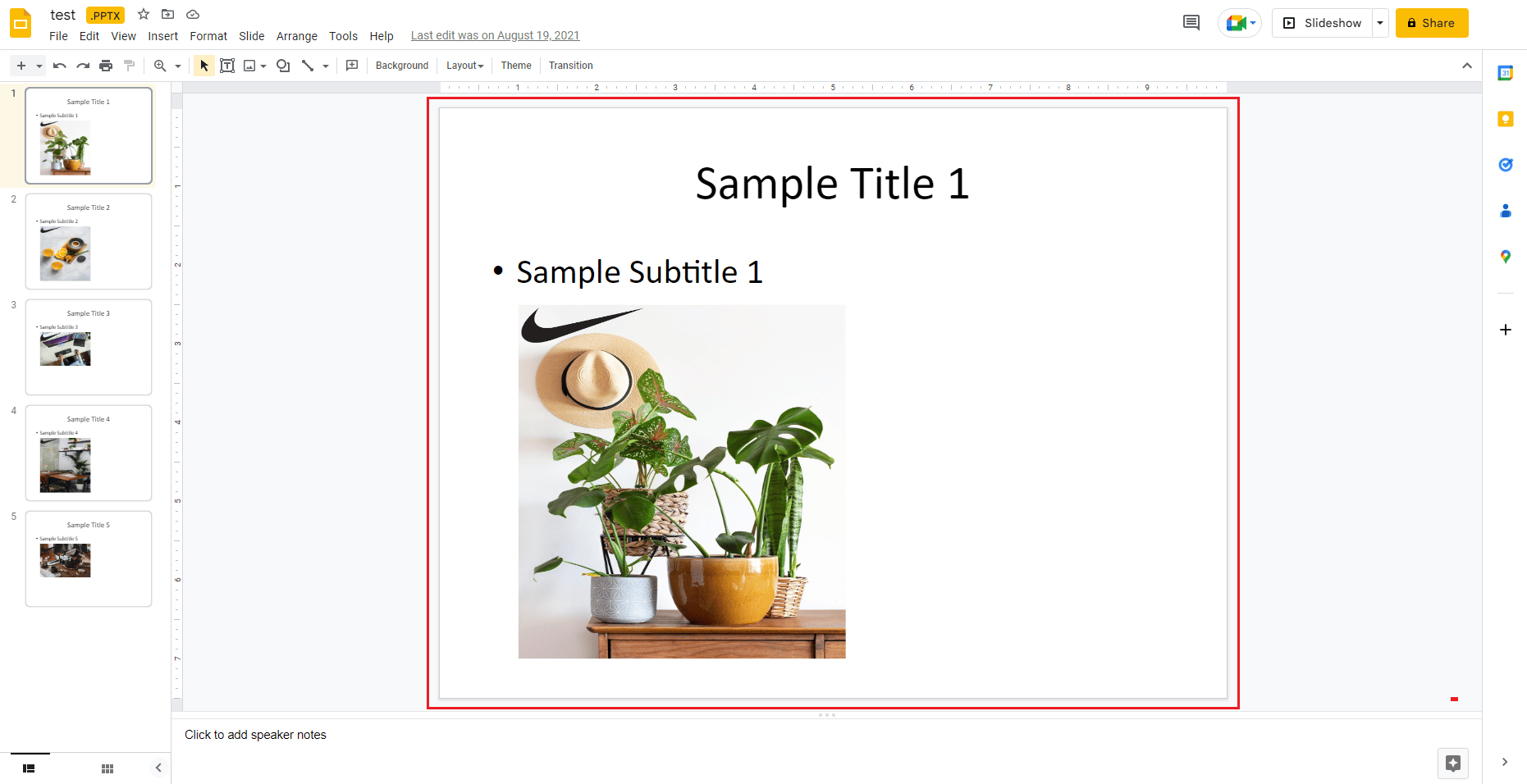 pilih slide dalam presentasi Google Slide