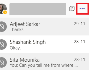 haga clic en los tres puntos en el chat para abrir Más opciones