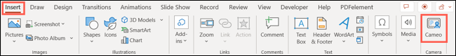 Cameo auf der PowerPoint-Registerkarte Einfügen