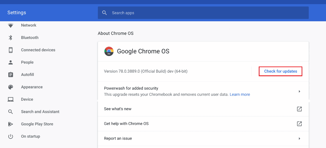 clique em Verificar se há atualizações. Como corrigir o teclado do Chromebook não está funcionando