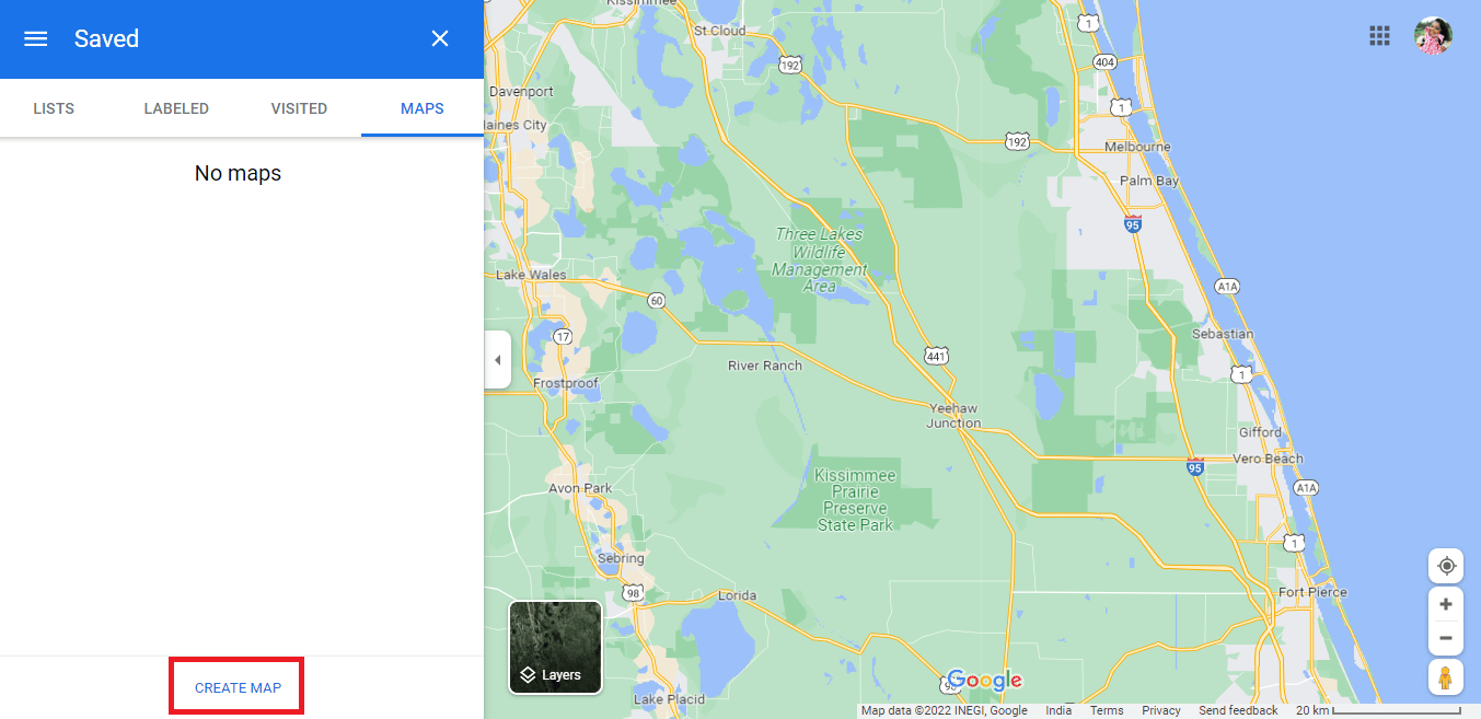 คลิกที่สร้างแผนที่ วิธีวาดรัศมีบนแอป Google Maps