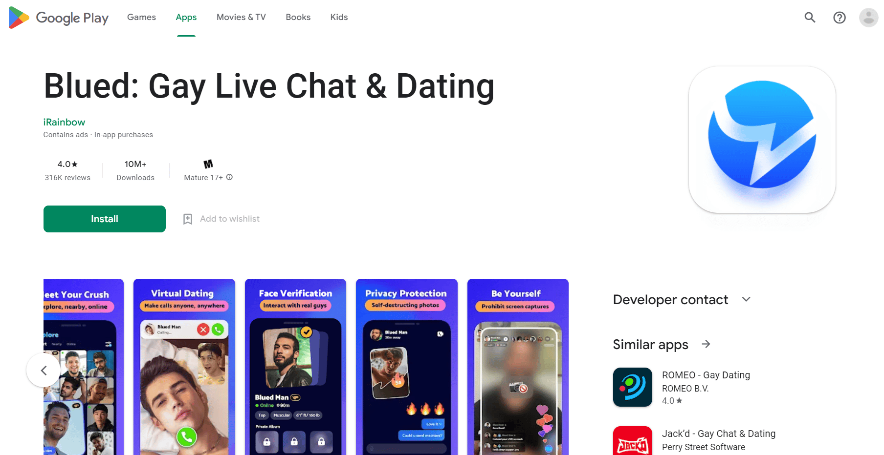 gebläuter schwuler Live-Chat und Dating-Playstore