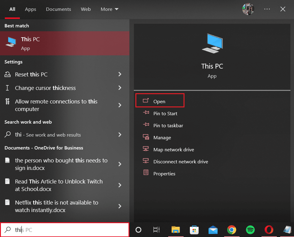 selezionare questo pc nel menu di ricerca