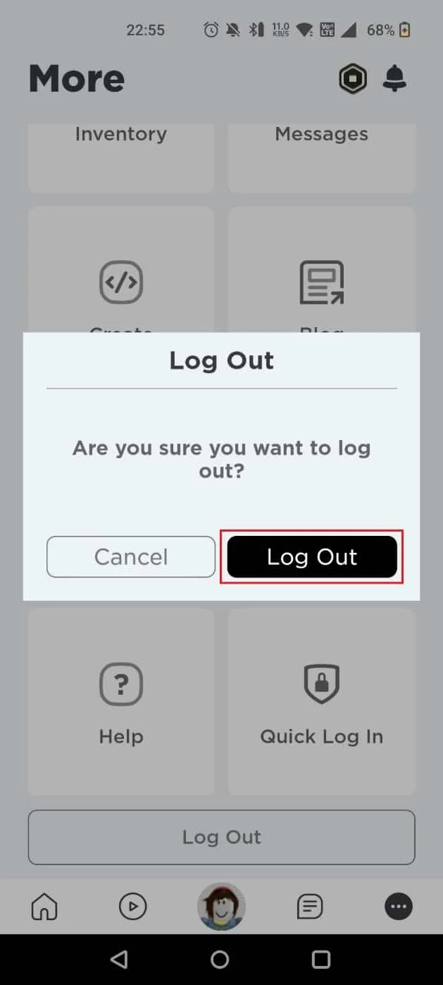 Ketuk Logout di pop-up