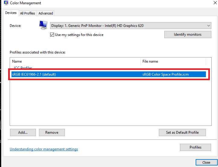Pilih profil ICC yang ingin Anda hapus. Cara Memasang Profil ICC di Windows 10