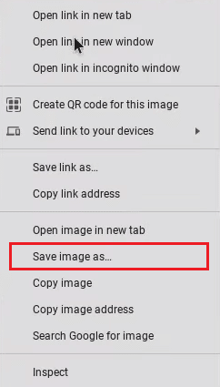 Clique em Salvar imagem como...