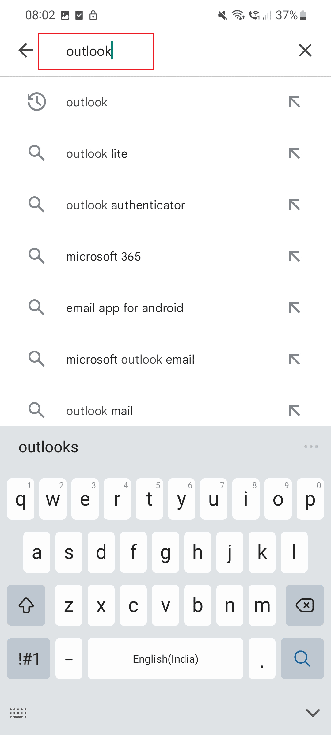 vaya a la tienda de Google Play y busque Outlook. Solucionar el error de Outlook Este elemento no se puede mostrar en el panel de lectura