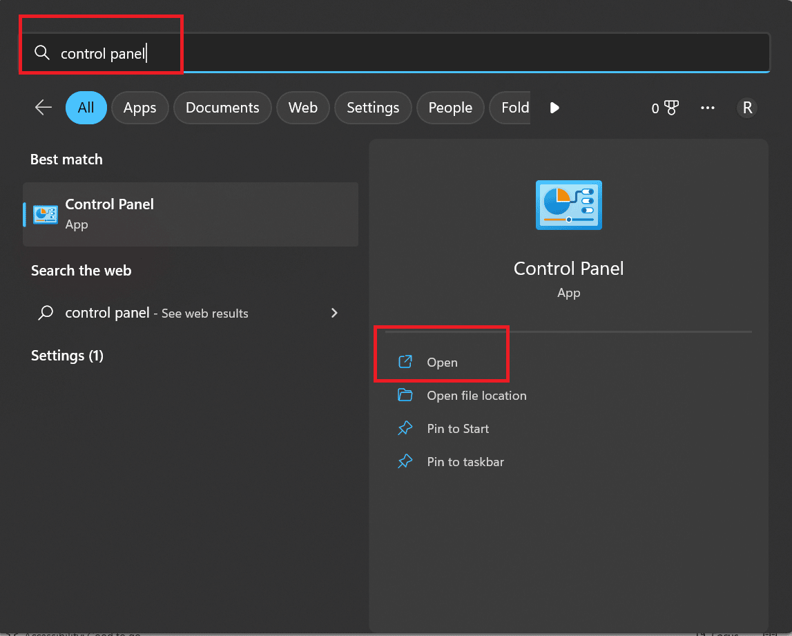 panel de control abierto. Solucionar el error de Outlook Este elemento no se puede mostrar en el panel de lectura