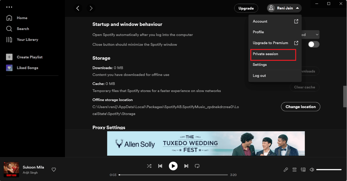 opzione di sessione privata sull'app Spotify su PC. 9 modi per risolvere qualcosa è andato storto Errore Spotify su Windows 10