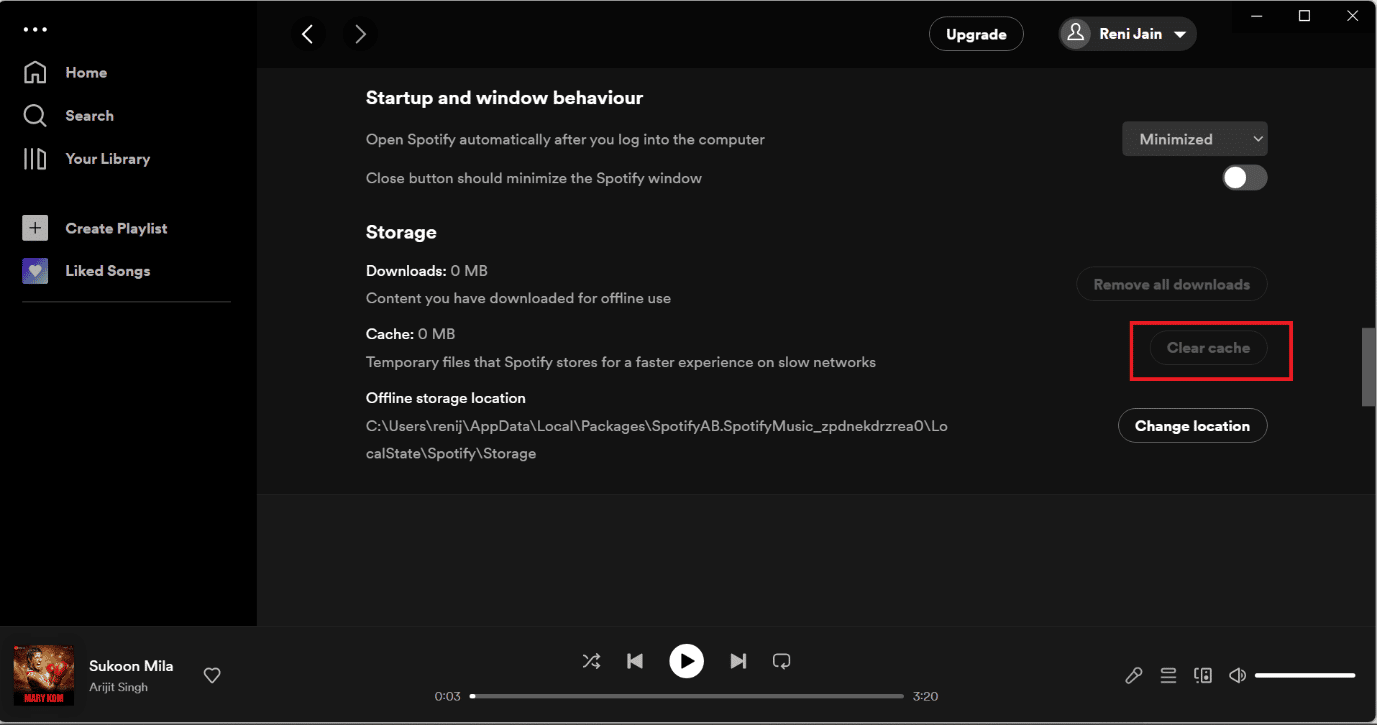 캐시 지우기 옵션. Windows 10에서 잘못된 Spotify 오류를 수정하는 9가지 방법