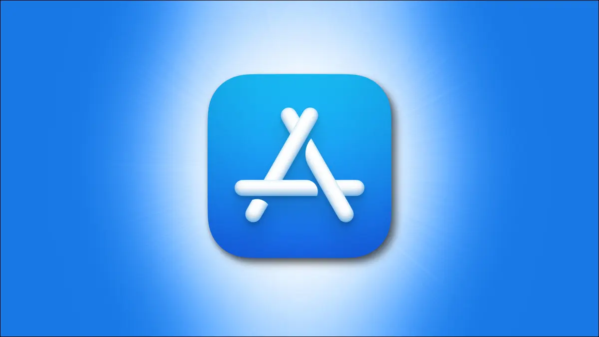 파란색 배경의 Apple Mac App Store 로고