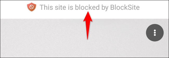 Сообщение BlockSite для заблокированного сайта.