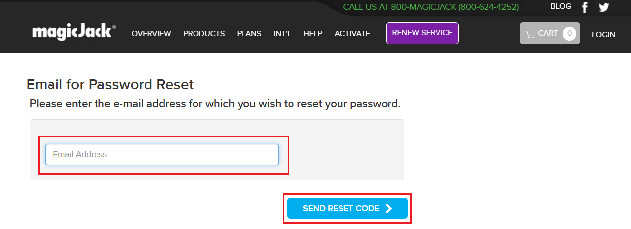 メールアドレスを入力し、[SEND RESET CODE] をクリックします。