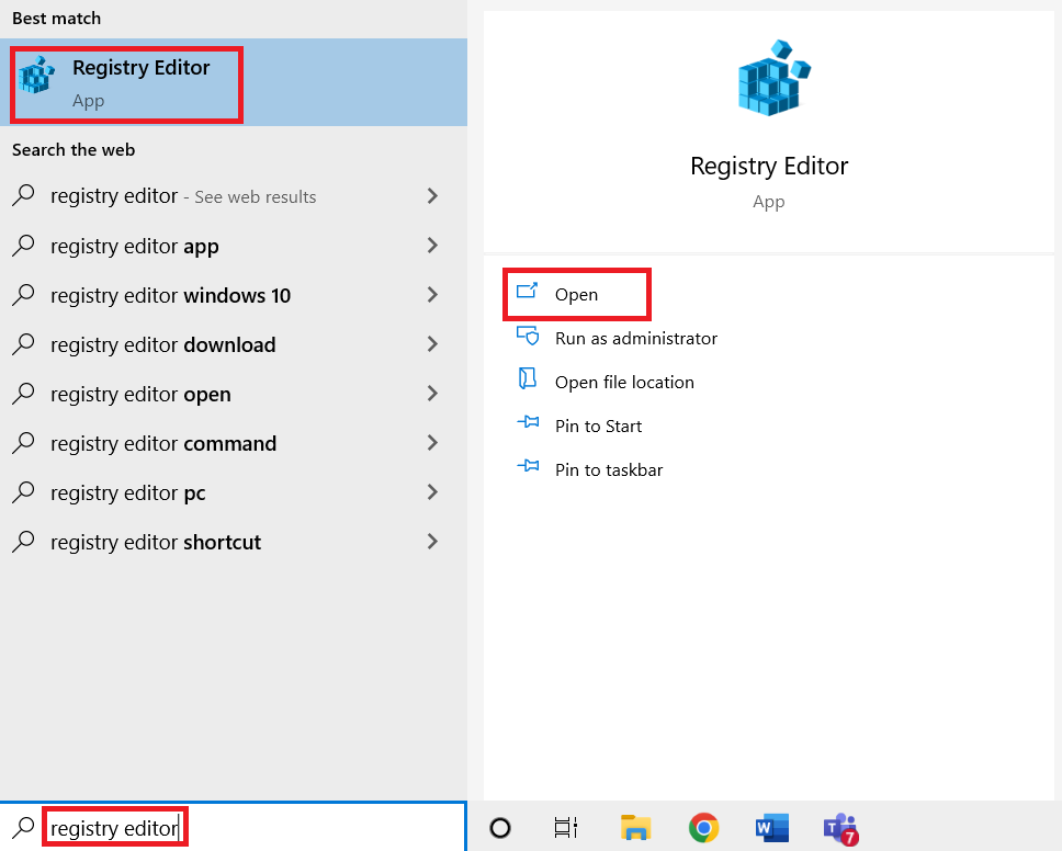 Windows tuşuna basın ve Kayıt defteri düzenleyicisi yazın ve Yönetici olarak çalıştır'a tıklayın. PC'de Google Chrome Yüksek CPU ve Bellek Kullanımını Düzeltmenin 12 Yolu