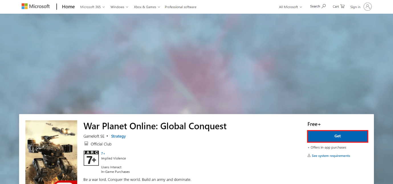 Download-Seite von War Planet Online: Global Conquest