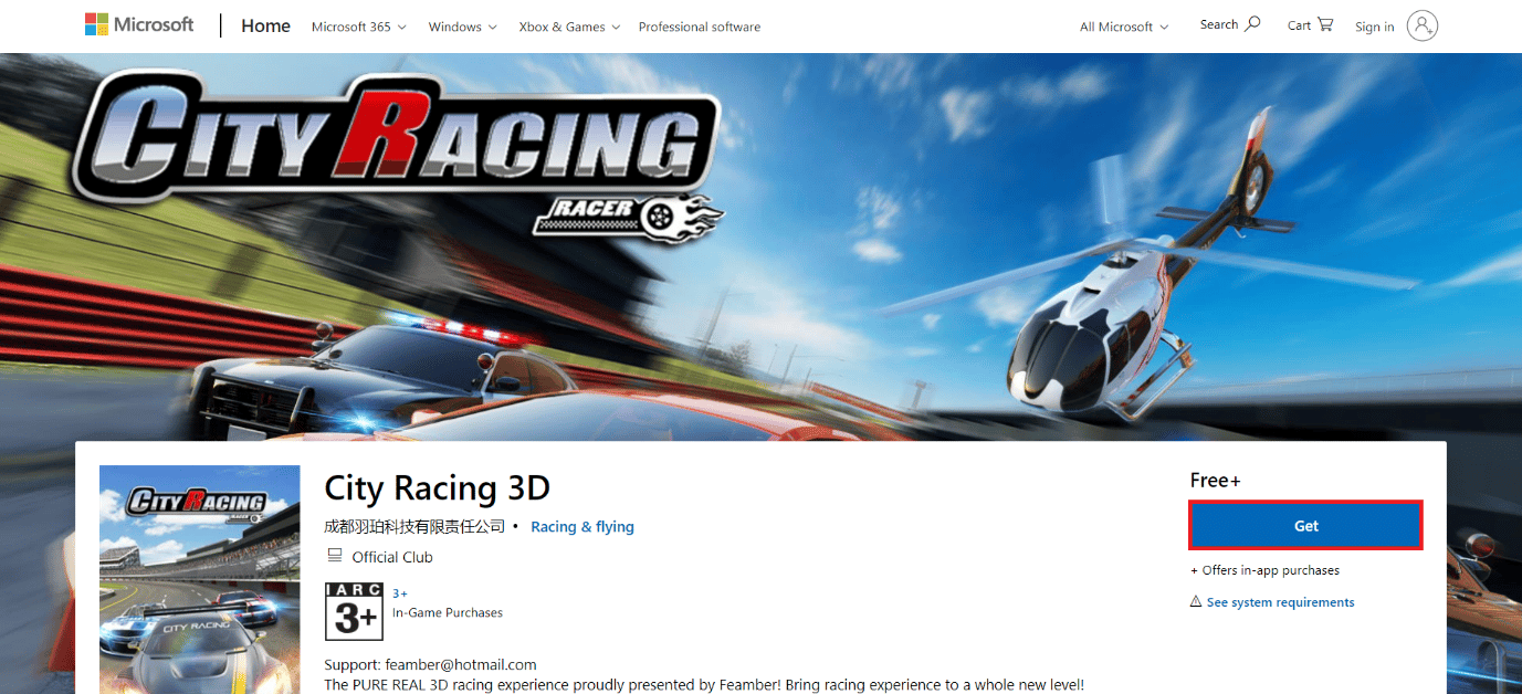 página de download do city racing 3D