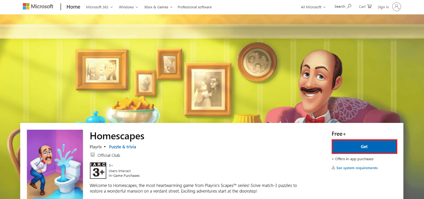 Download-Seite von Homescapes