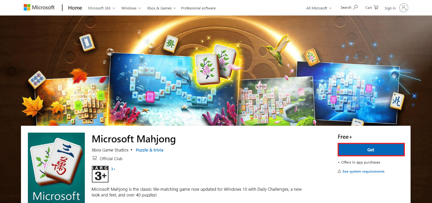 page de téléchargement de mahjong microsoft